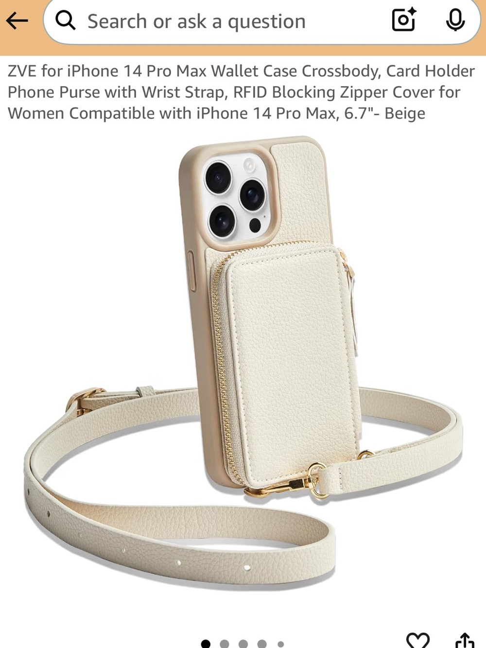 Wallet Crossbody Phone Case for iPhone 14 Pro Max — Beige